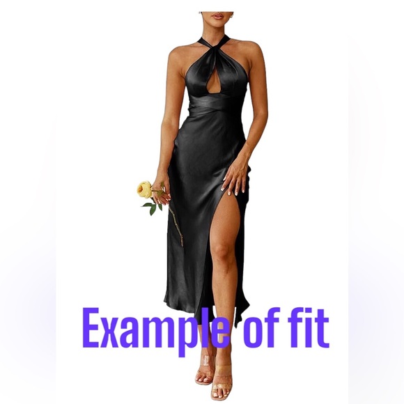 Cantonwalker Satin High Slit Wedding Formal Maxi Cocktail Evening Party Dress XS - Picture 8 of 8